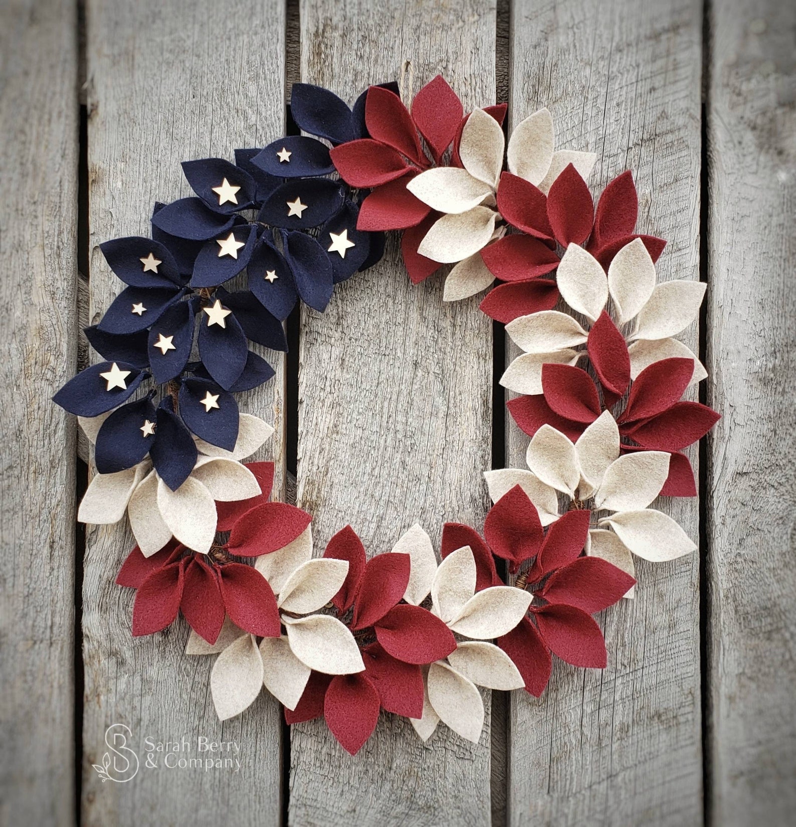 Vintage American Flag Themed Felt Wreath