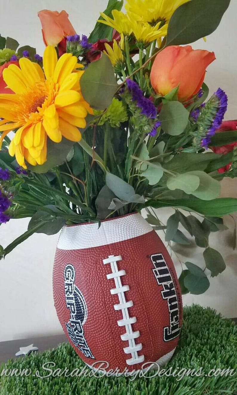 Football Vase Centerpiece Super Bowl Decorations Etsy