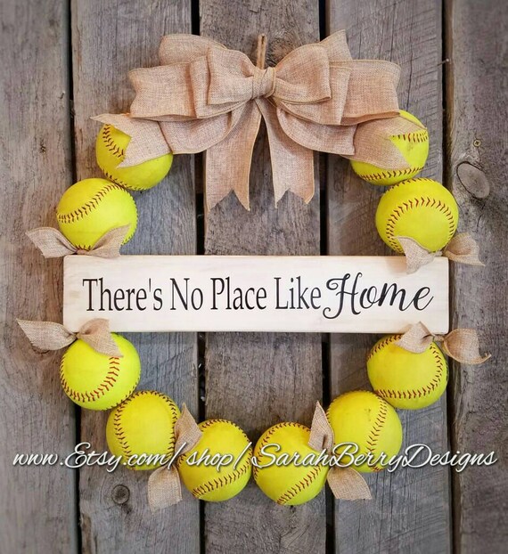 Softball Wreath With Burlap Bow Made With Real Balls Softball And Baseball Decor Coach S Gift Mlb Front Door Wreath Summer Wreath