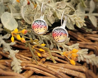 Wyoming Rainbow Trout Lever back Earrings Fishing Accessories Angler Jewelry Lady Fisherman Outdoorswoman Gifts for Her