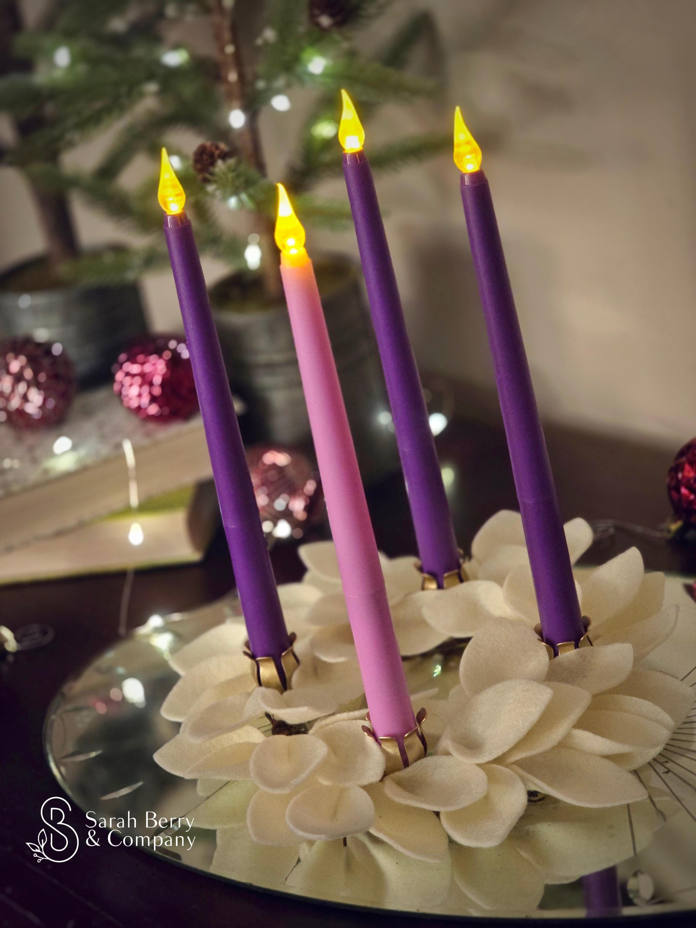Fresh Advent Rings Ivory Felt Leaf Advent Candle Ring With LED Candles - Etsy