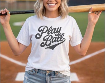Baseball T-shirt Comfort Colors Play Ball Shirt Baseball Mom Gifts Ballfield Gear Softball Apparel Sarah Berry