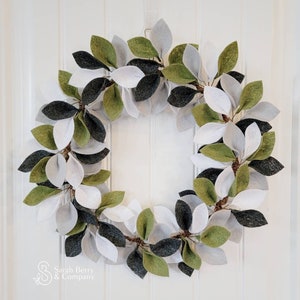Winter Felt Leaf Wreath - Front Door Wreaths - Handmade - Sarah Berry & Company - Handmade - Wool Felt - Housewarming Gifts - Modern Wreaths