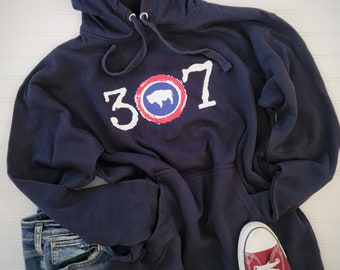 Wyoming 307 Bison Hoodie: Unisex Cotton Blend Apparel