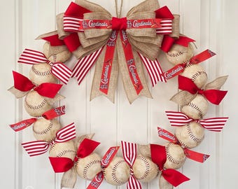 St. Louis Cardinals Baseball Wreath Summer Wreaths Baseball Coaches Gifts Team Gift Baseball Party Decorations Summer Front Porch Decor