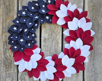 Handmade American Flag Felt Wreath: Patriotic Home Decor