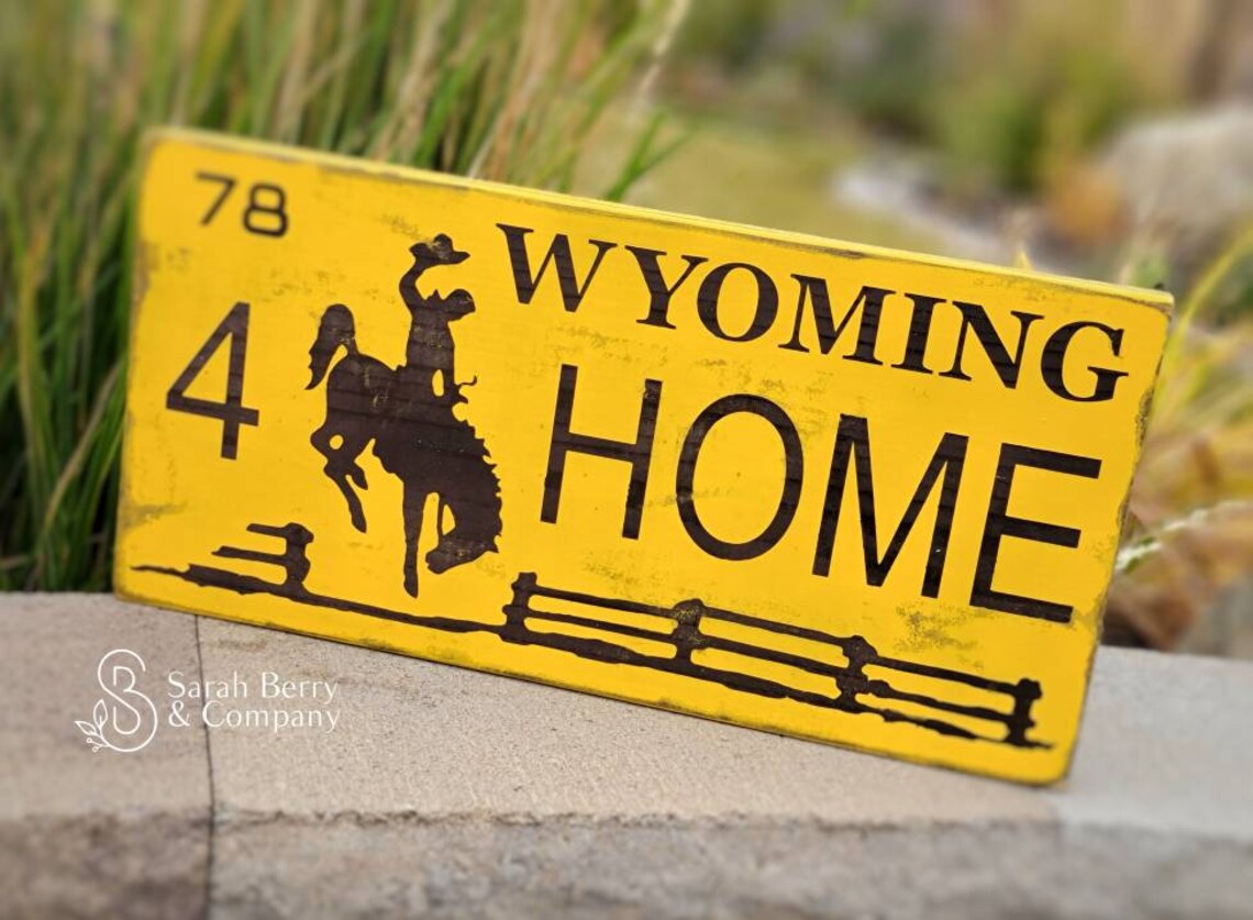 Wyoming HOME License Plate Custom Wooden Wyoming License Etsy