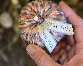 Yarn Wrapped Pumpkin Personalized Fall Gifts Harvest Decorations Handmade Harvest Home Decor Tiered Tray Accessories Textiles