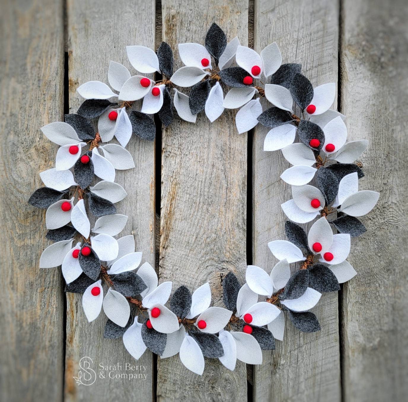 37 Inviting Christmas Front Porch Decor Ideas to Welcome Guests: Festive Ways to Wow Your Neighbors 6 Winter Felt Leaf Wreath Handmade Wool Front Door Decor Christmas…