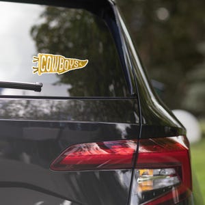 Wyoming Cowboys Pennant Flag Sticker - Go Pokes - Pistol Pete - Brown and Gold - Steamboat Bucking Horse - 307 - Sarah Berry & Company - UW