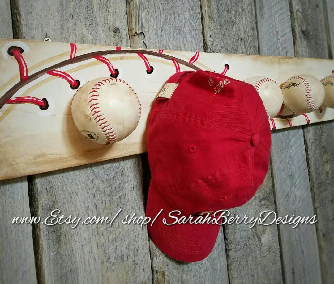 Baseball Hat Rack Made With REAL Balls Softball Coach's Gift Boys Room Kids Room MLB Front Door