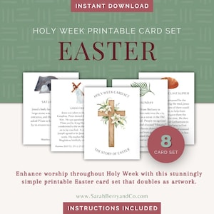 Ensemble de cartes imprimables de la semaine sainte de Pâques - téléchargement numérique - cartes de Pâques imprimables - décoration de Pâques - cadeaux de Pâques - Jésus - bricolage imprimable