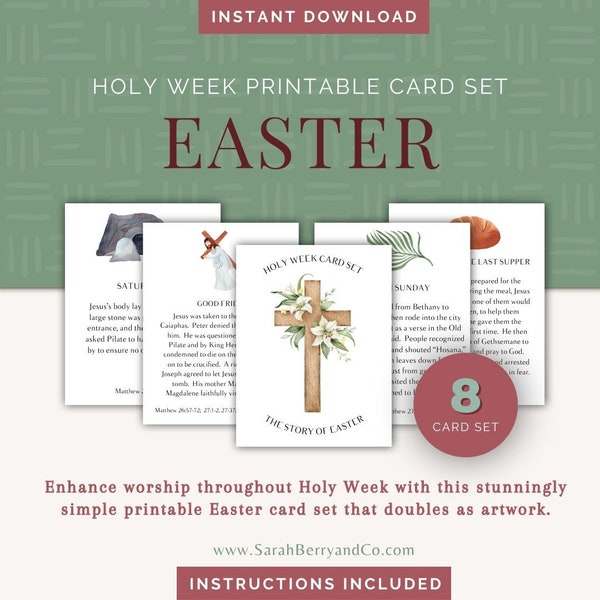 Easter Holy Week Printable Card Set - Digital Download - Printable Easter Cards - Easter Decor - Easter Gifts - Jesus - DIY Printable