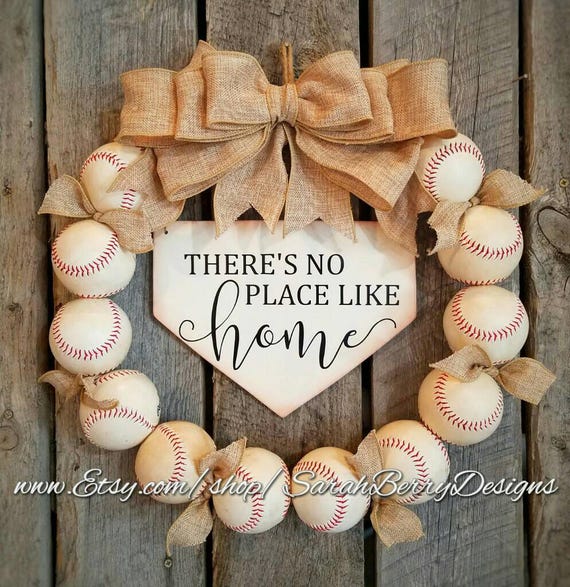 Baseball Wreath With Burlap Bow Coach S Gifts Baseball Front Door Wreaths There S No Place Like Home Spring Summer Wreath Rustic