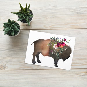 Carte de voeux Bison fleurs sauvages du Wyoming - Mariage du Wyoming - Sarah Berry & Company - Papeterie du Wyoming - 307 Buffalo - Souvenir de Yellowstone