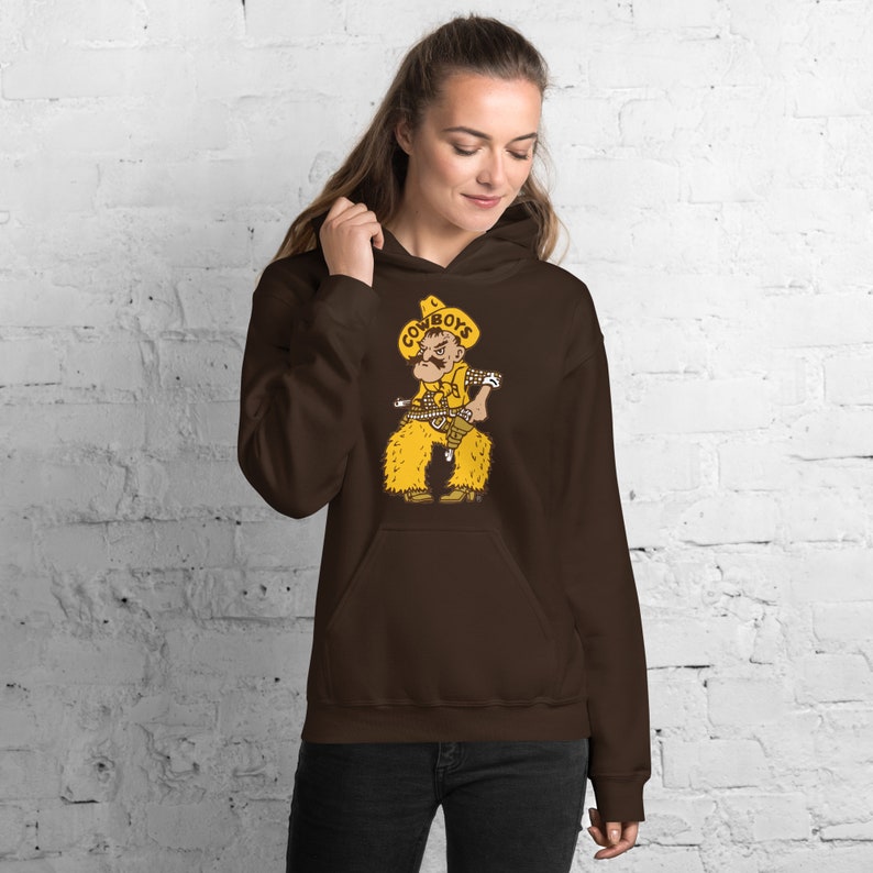 Brown Pistol Pete Unisex Hoodie - University of Wyoming - Brown and Gold - Wyoming Cowboys - Go Pokes - Sarah Berry & Company - 307