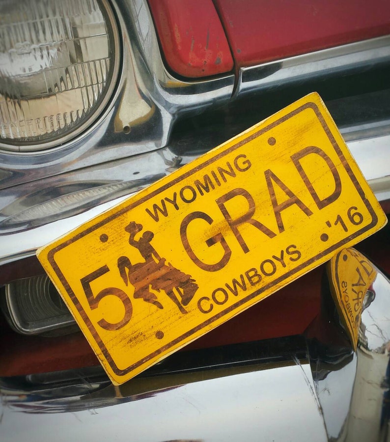 Custom Wooden Wyoming License Plate University of Wyoming Etsy