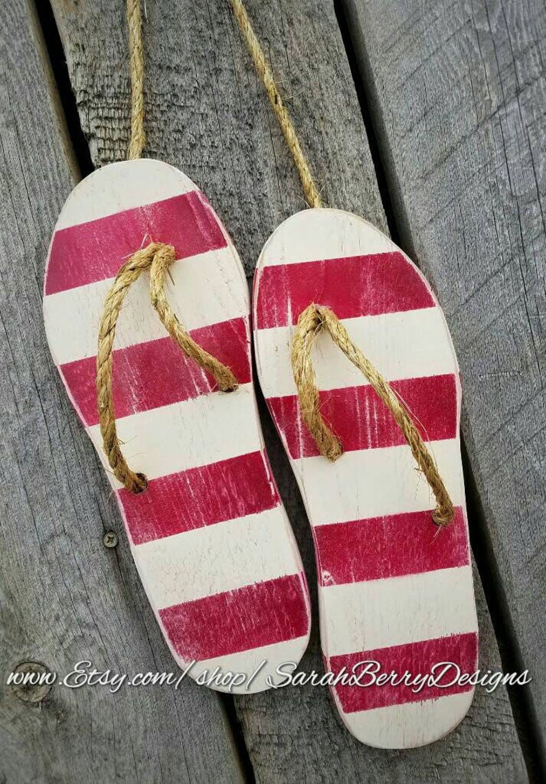 Flip Flop Decor Wooden Flip Flops Summer Decorations Etsy