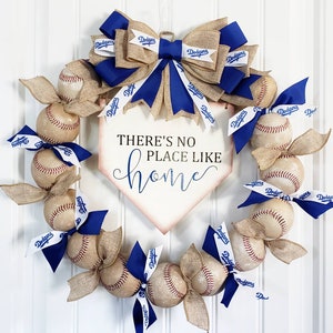 LA Dodgers Inspired Baseball Wreath - Baseball Decor - Made with REAL baseballs!! Los Angeles - Front Door Wreaths - Sarah Berry & Company