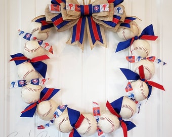 Philadelphia Phillies Inspired Baseball Wreath - Baseball decor - Wreaths - Sports Gifts - MLB - Front Door Wreath- Sarah Berry Designs