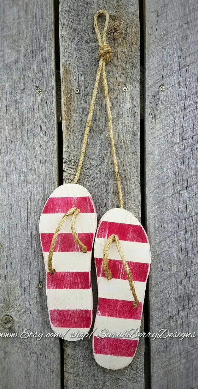 Flip Flop Decor Wooden Flip Flops Summer Decorations Etsy
