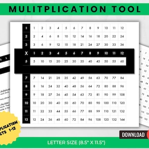 Tabla de multiplicación interactiva imprimible y práctica, cuadrado de multiplicación, herramienta de multiplicación, tablas de multiplicación, operaciones matemáticas