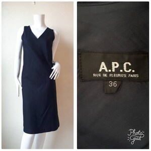 A.P.C Minimalist Navy Blue Cotton Dress Size 36