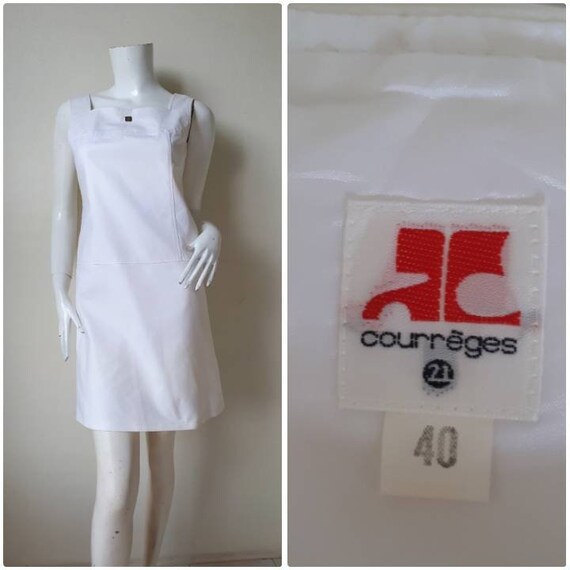 Vintage Courreges White cotton  dress Size 40 Med… - image 1