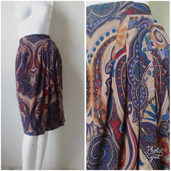 Vintage Japanese psychedelic Print Skirt Size 9 M… - image 1