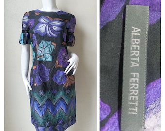 Diseño de vestido floral de Alberta Ferretti, talla 6 Reino Unido