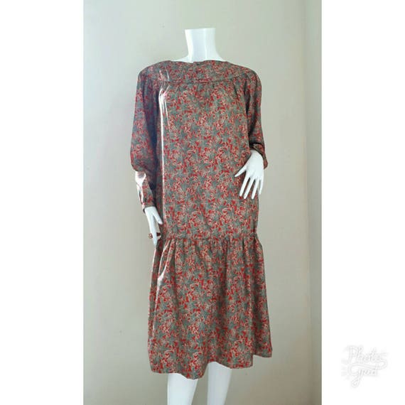 Vintage 80s Silk Dress / 1980s Sheer Silk Floral … - image 2