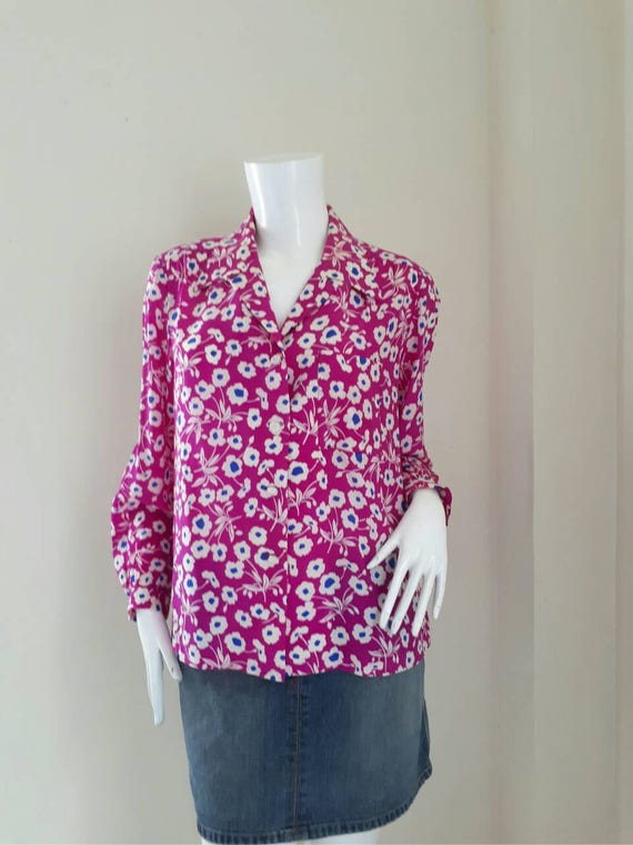 Vintage Valentino Floral Sik Bouse, Designer vint… - image 1