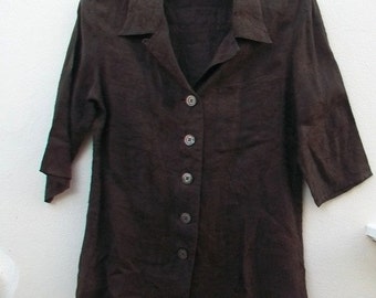 Vintage 90er Jahre MaxMara Bluse Leinenhemd Italien Größe USA 6 / F B 38 / GB 10 / J I 40