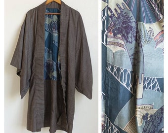 Vintage Japanese Men's Jacket,  Cotton Kimono