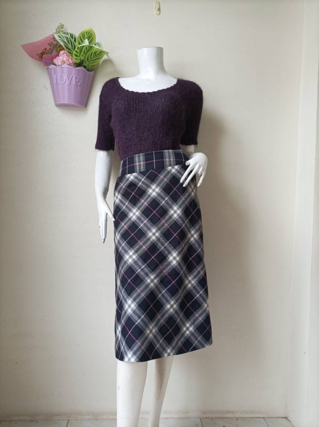 Burberry London Tartan Plaid Skirt Size 36 Waist 28
