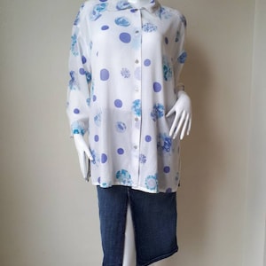 Sale! Vintage 80s LEONARD PARIS Sport Floral Top/ Bright Floral Print Blouse, Size L