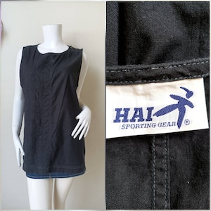 Vintage Hai Sporting Gear Black Cotton Vest Size M