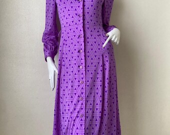 70s Vivid Hanae Mori Ban-lon Print Shirt Dress,button up
