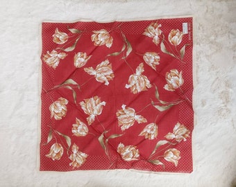 Hanae Mori Handkerchief Cotton Vintage Pocket Square Scarf