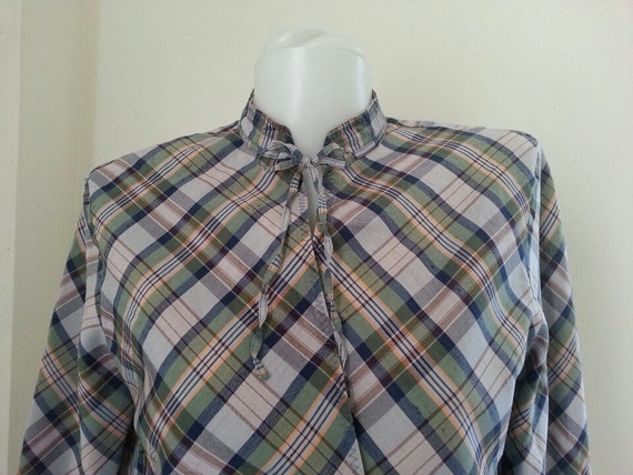 Thomas Burberry Silk Plaid Shirt Size Large. - image 1