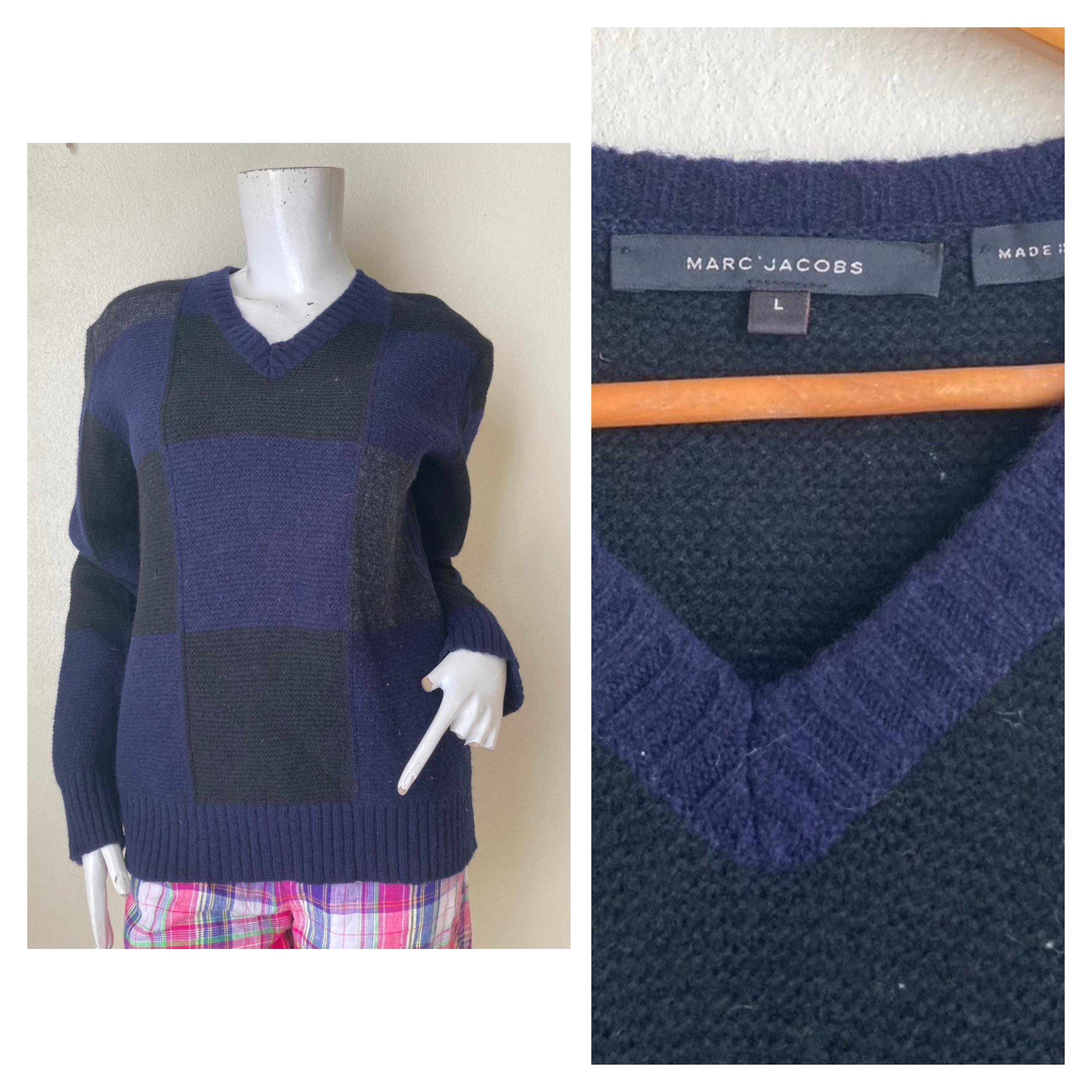 MARC JACOBS Sweater Wool Knit Navy X Black Size L Made in Italy - Etsy