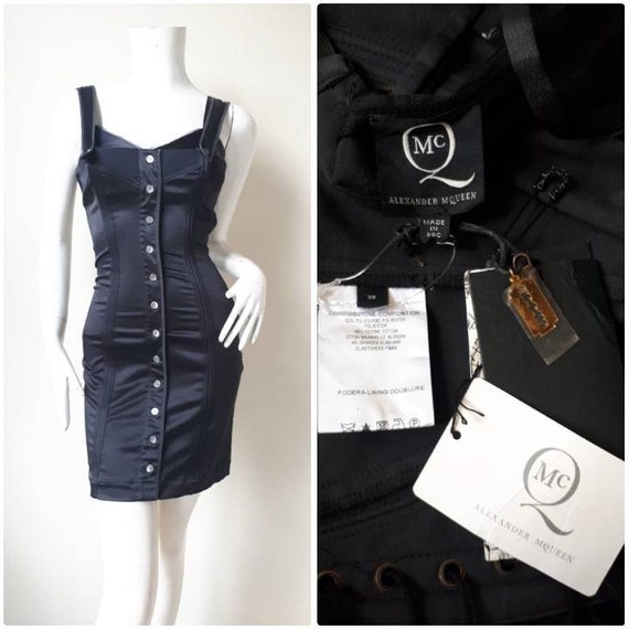 Alexander Mqueen Black Body Con Stretch Dress Size