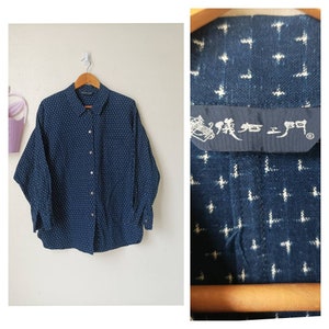 Antique Japanese Boro Indigo Dye Jacket Vintage Cotton Hanten Workwear Jacket Noragi Tattered Japan