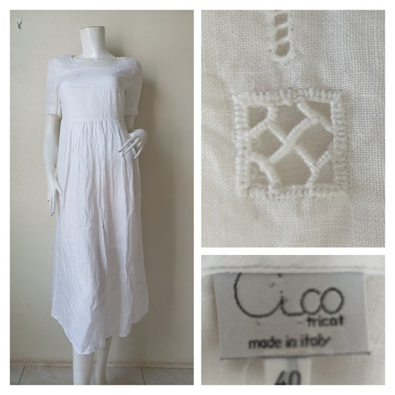 1970s// Cico Tricot Linen Dress// White Linen Dress// Size 40 Made in Italy  - Etsy Israel