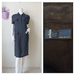 MILA SCHÖN Schwarzes Leinenkleid - Größe 44
