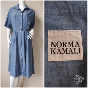 Vintage 1980s Norma Kamali Shirt Dress Size Medium