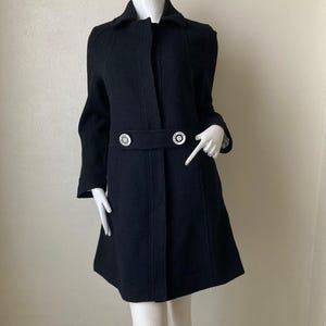 Vintage Womens Mary Quant London Coat | Vintage Luxury  Black Wool Coat Size M