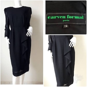 1980s Carven Black Dress Size 12