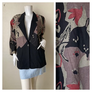 Vintage Cotton Jacket // Cotton  Blazer Size M