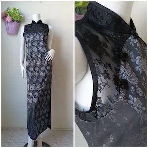 Vintage Black Rose Cheongsam/ M